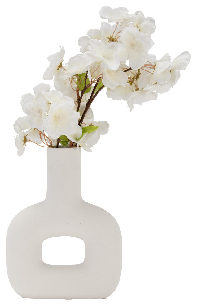 Dol, 8" Open Cut Vase, White