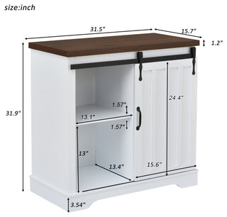 Freestanding Storage Cabinet in White, Sliding Barn Door