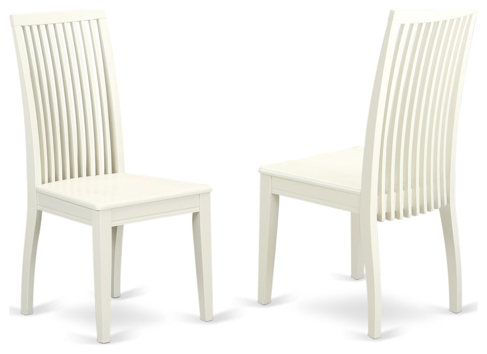 Ipswich Dining Chair With Slatted Back In Linen White Finish - Set Of 2