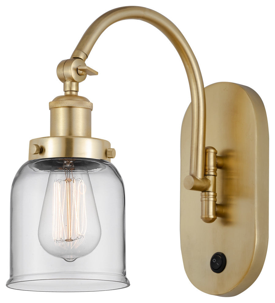 Bell Sconce, Satin Gold, Clear, Clear