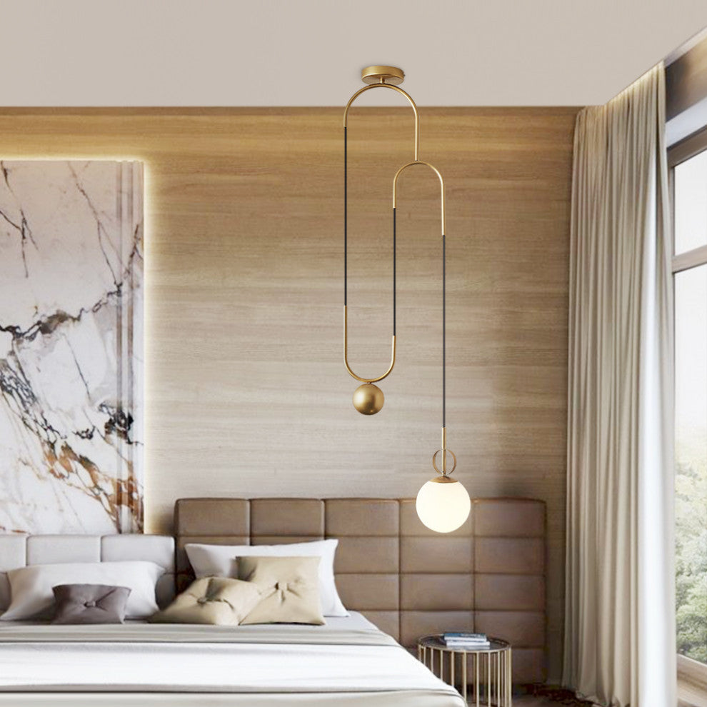 1 Light Modern Lifting Glass Globe Pendant Light