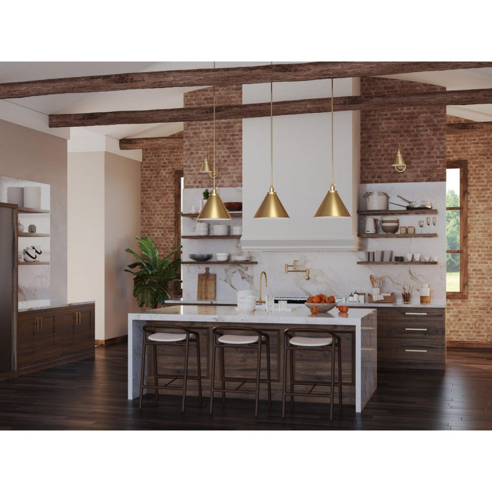 Hinton Collection One-Light Vintage Brass Modern Farmhouse Pendant