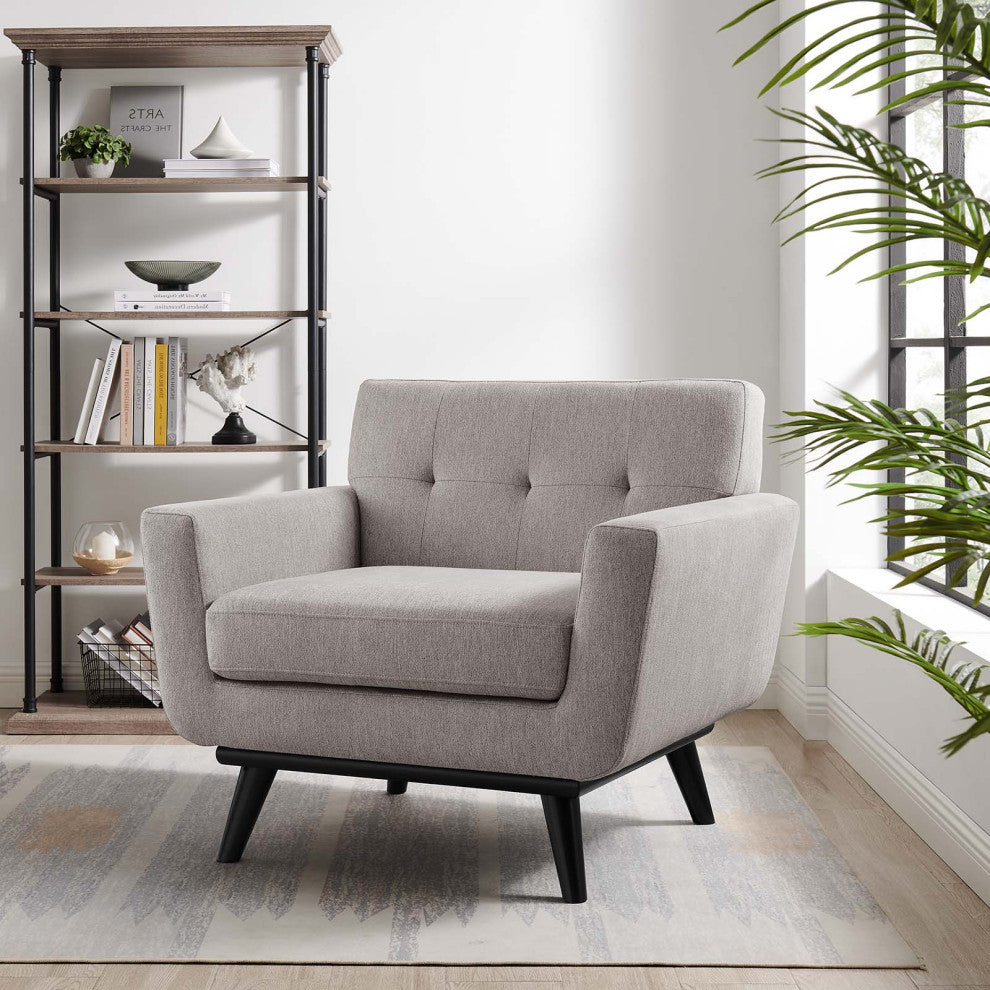 Armchair Accent Chair, Gray, Fabric, Modern, Mid Century Hotel Lounge Cafe