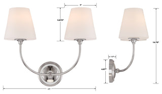 Libby Langdon for Crystorama Sylvan 2-Light Polished Chrome Wall Mount
