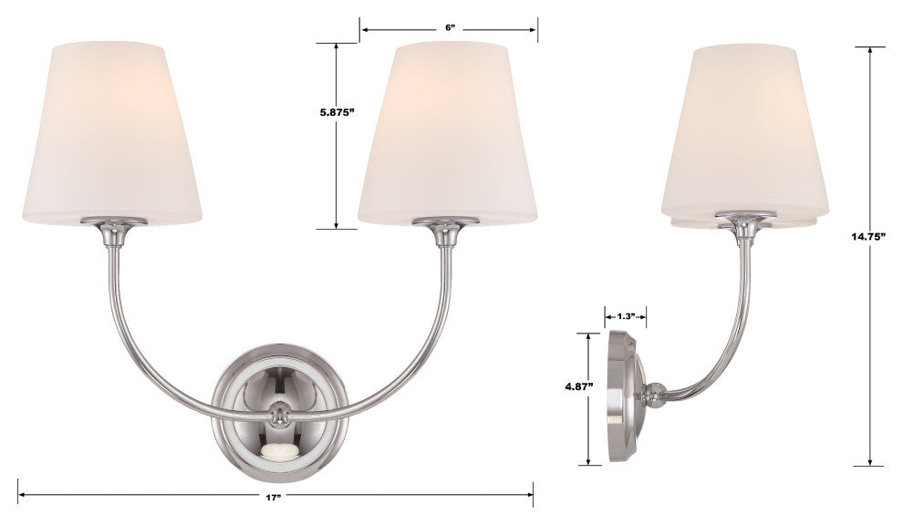 Libby Langdon for Crystorama Sylvan 2-Light Polished Chrome Wall Mount