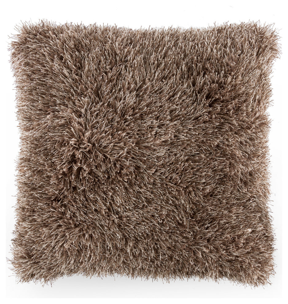 Lavish Home Shag Floor Pillow 21"x21", Mocha