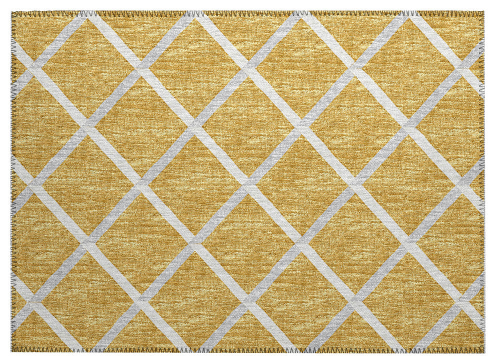 Indoor/Outdoor York YO1 Gold Machine Washable 1'8" x 2'6" Rug