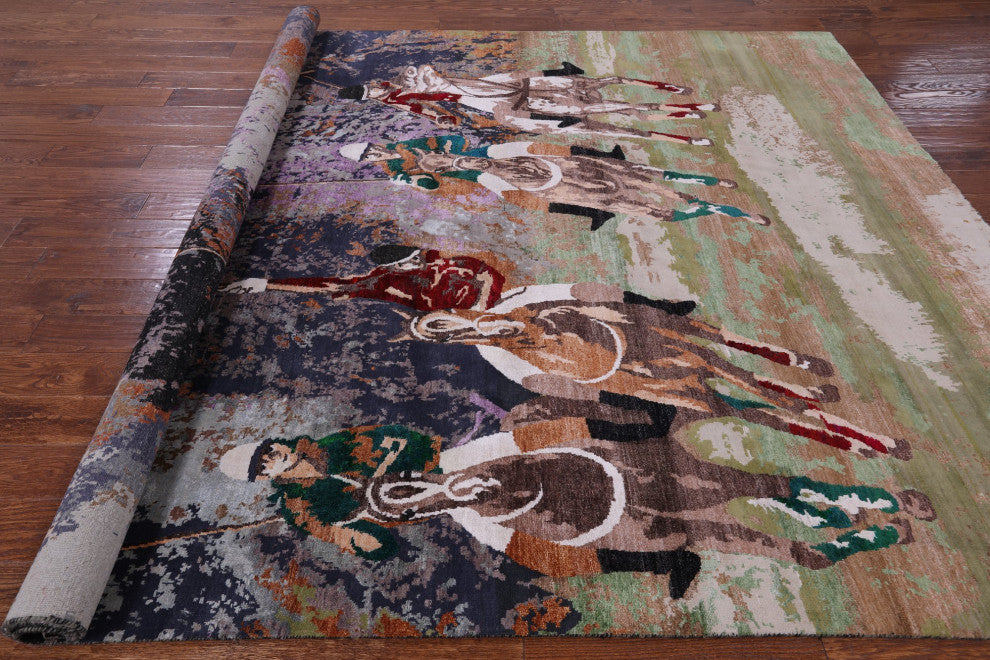 Polo Hand Knotted Wool and Silk Rug 8' 0" X 10' 2" Q9103