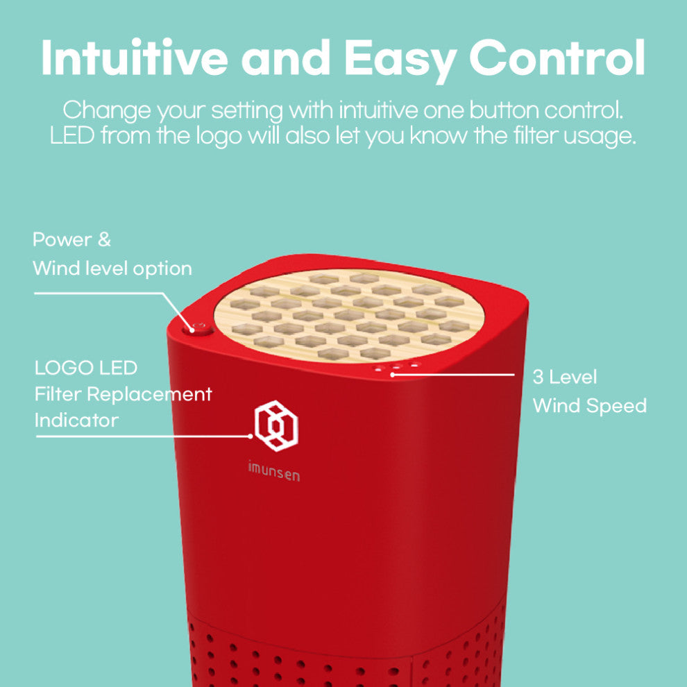 IMUNSEN Portable Air Purifier, Red