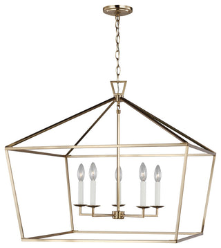 Dianna Five Light Wide Lantern, Satin Brass
