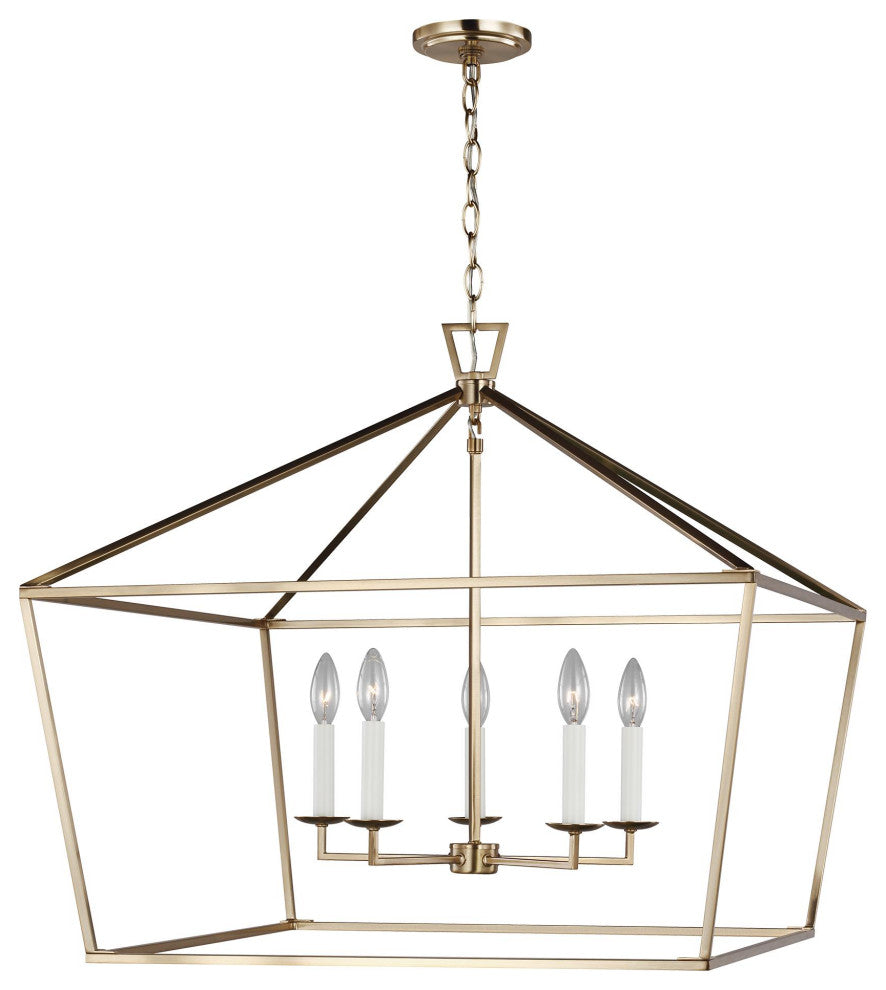Dianna Five Light Wide Lantern, Satin Brass