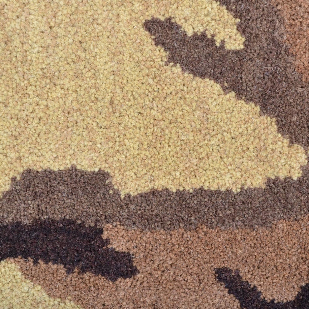 Hand Tufted Wool Area Rug Abstract Brown Gold, [Rectangle] 5'x8'