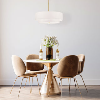 Aged Brass Transitional Pendant, White Shade