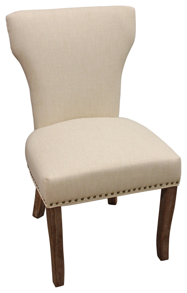 Lavaca 5-Piece Dining Set, 48" Round Dining Table and 2 Sets of Ivory Chairs