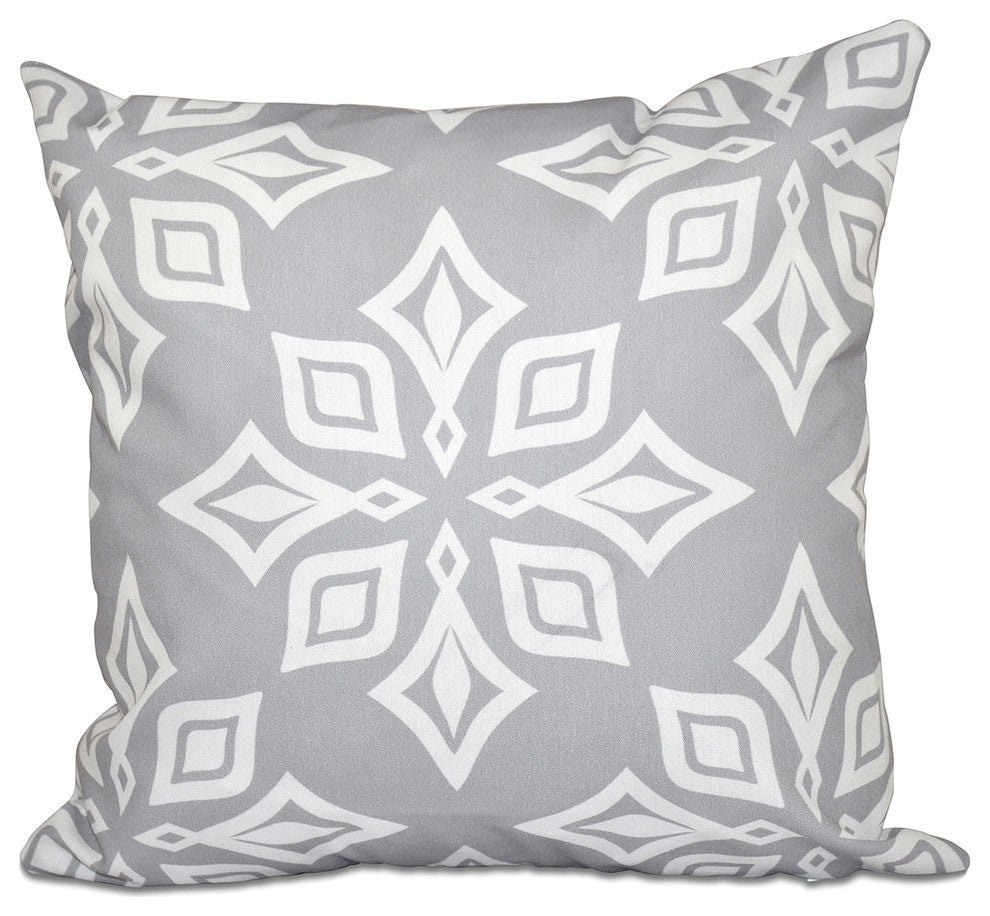 Beach Star, Geometric Print Pillow, Black, 16"x16"