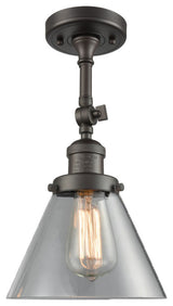Large Cone LED Semi-Flush Mount, Oil Rubbed Bronze, Glass: Clear