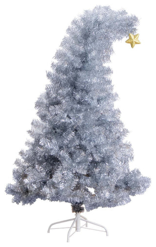 5ft. Artificial Silver Tinsel Santa's Hat Christmas Tree With Star Topper