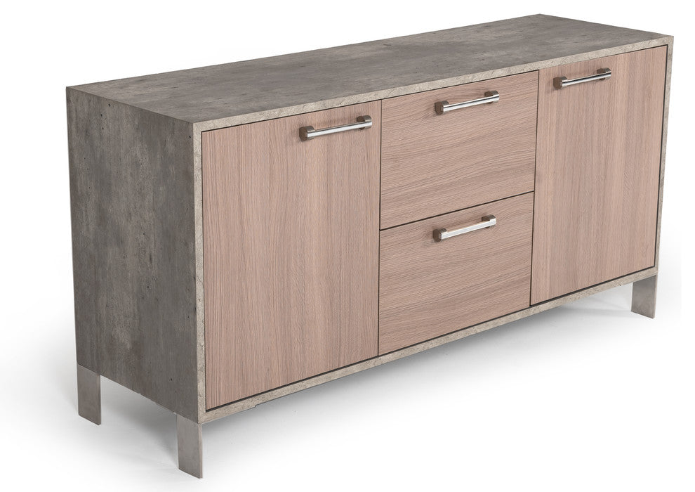 Nova Domus Boston Modern Brown Oak and Faux Concrete Office File Cabinet