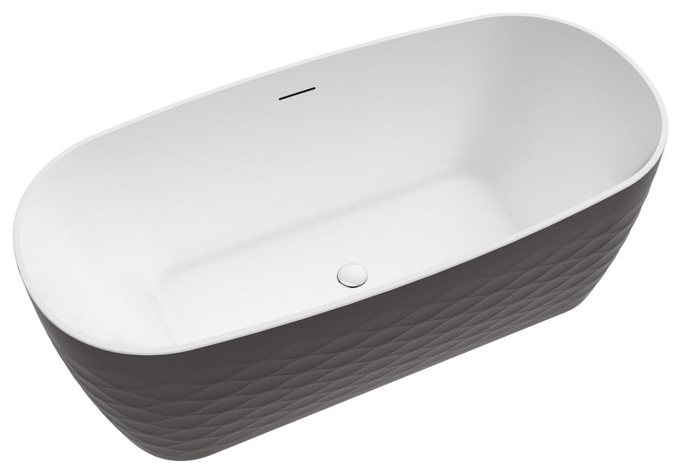 London Freestanding Acrylic Soaking Bathtub, Black, 66.9"l X 31.5"w
