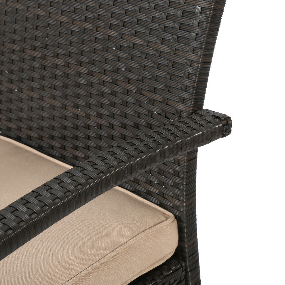GDF Studio Kilburn Outdoor 4-Piece PE Wicker Chat Set, Multi Brown and Tan