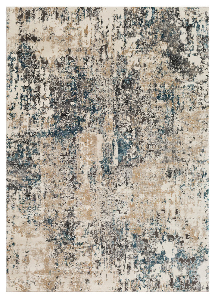 Pune Modern Taupe, Charcoal Area Rug, 6''7"x9''6"