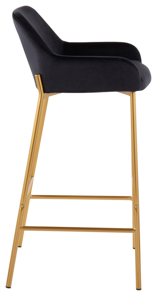 Lumisource Daniella Contemporary-Glam Bar Stool, Gold Metal/Black Velvet