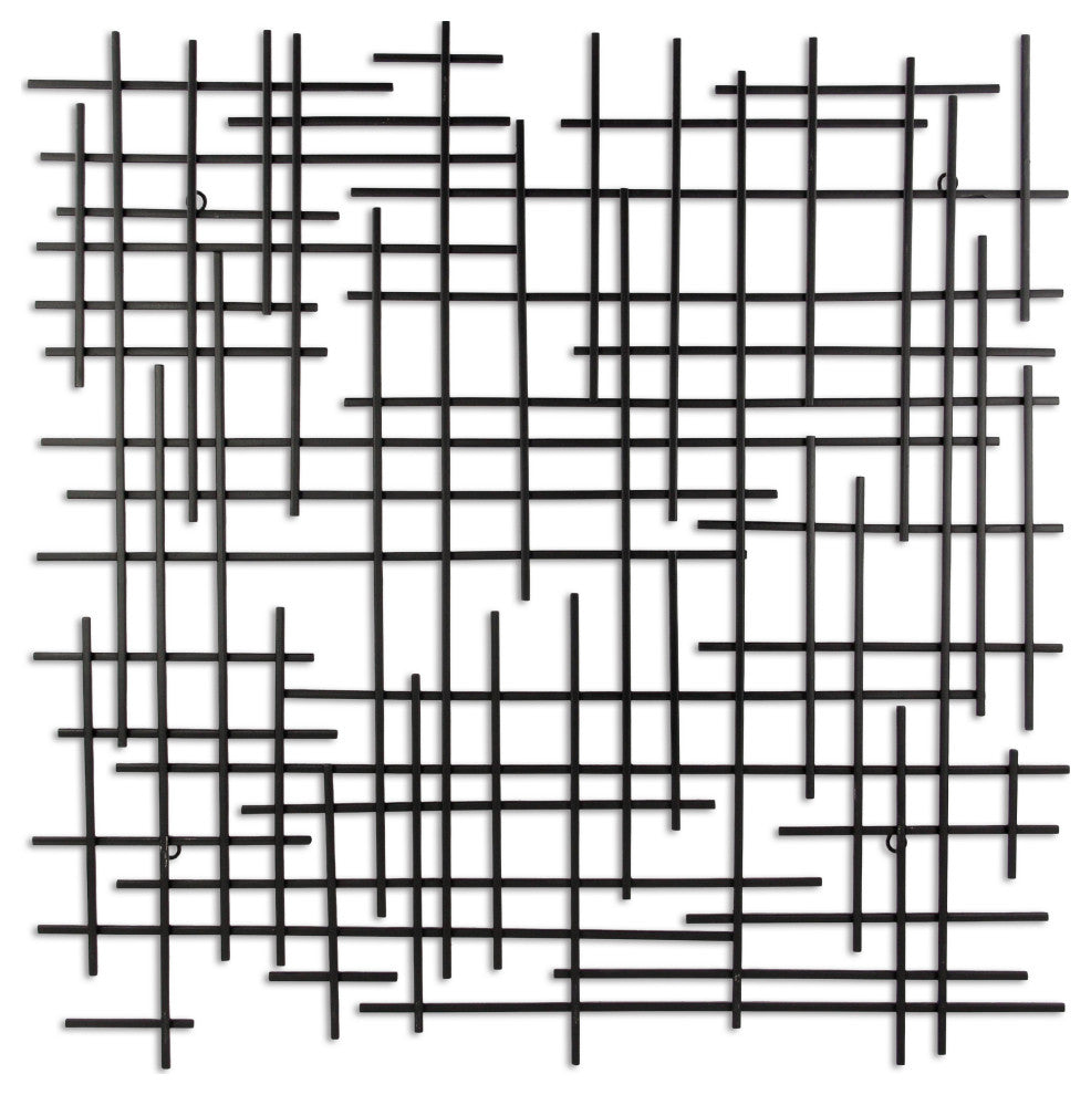 Iquara Small Black Square Metal Wall Art