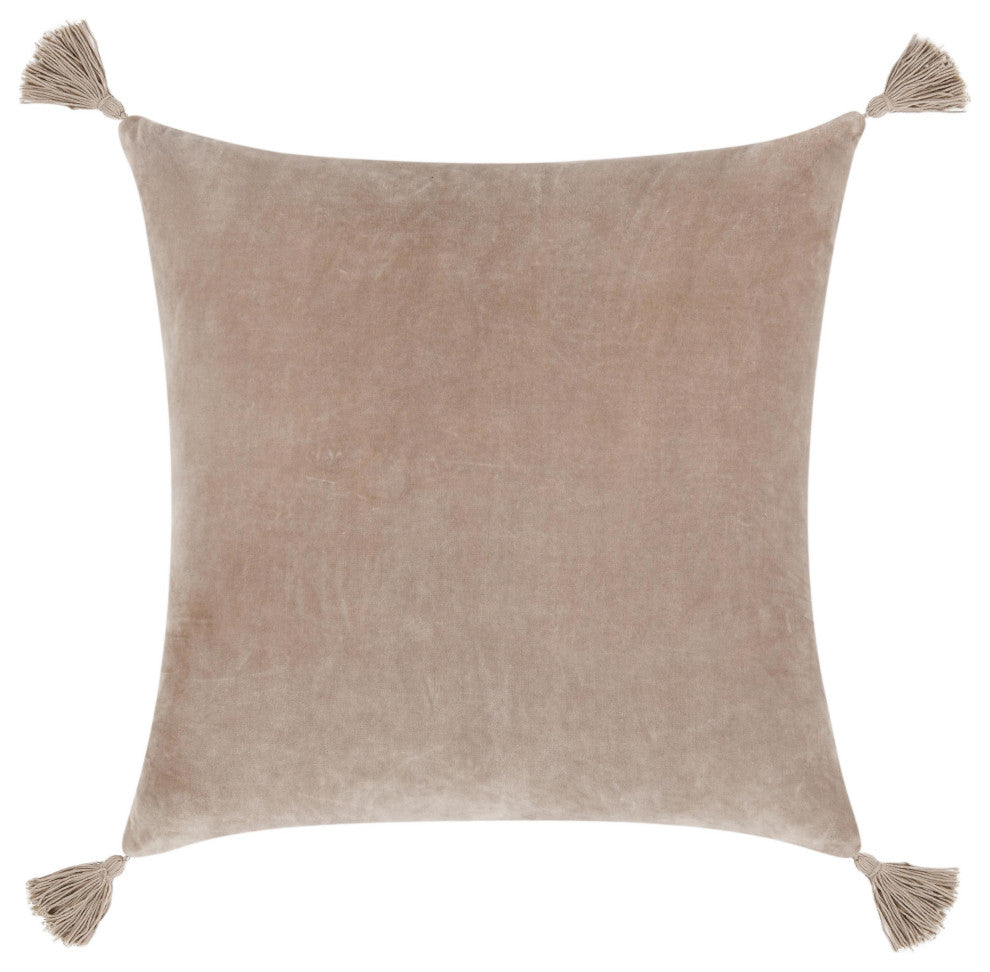 Stonework 22" Cotton Linen Blend Throw Pillow, Beige