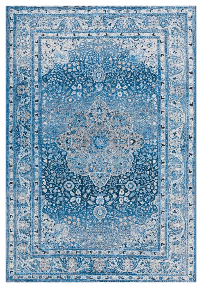 Safavieh Barbados Collection Indoor-Outdoor BAR558 Rug, Blue/Ivory, 8'x10'5"