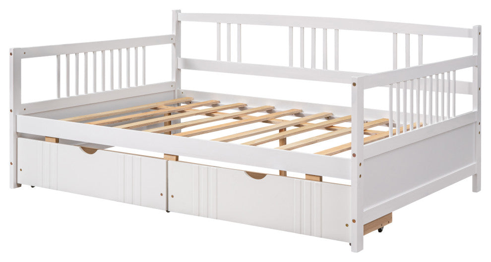 Gewnee Wood Full Size Daybed with Two Drawers in White
