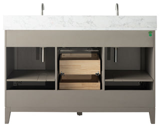 Vanity Art Bathroom Vanity With Sink, Driftwood Gray, 60" Double