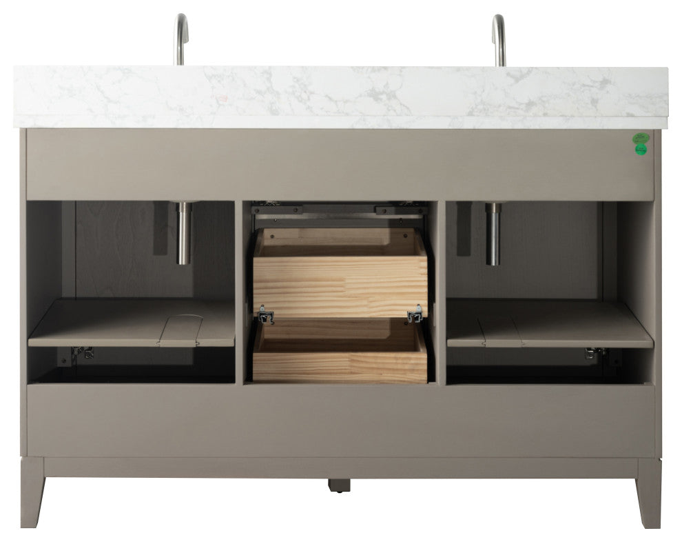 Vanity Art Bathroom Vanity With Sink, Driftwood Gray, 60" Double