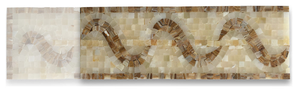 Mosaic Border Listello Tile Melody Onyx 4.7x13.4 Marble Polished, 1 piece