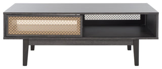 Safavieh Ceu 2 Door Coffee Table, Distressed Black/Gold
