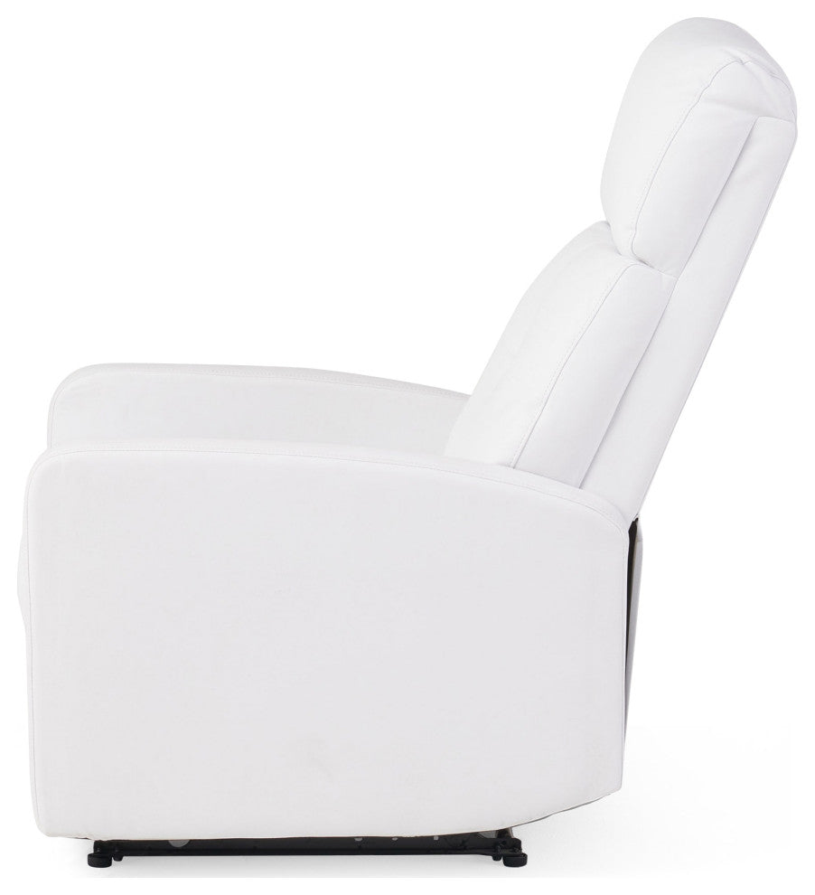 GDF Studio Teyana White Faux Leather Recliner