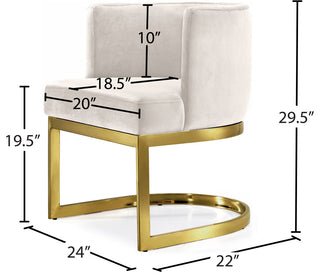Gianna Velvet Dining Chair, Cream, Gold Base