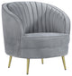 Benzara BM286332 Retro Accent Chair, Channel Tufted, Bucket Style Back, Gray