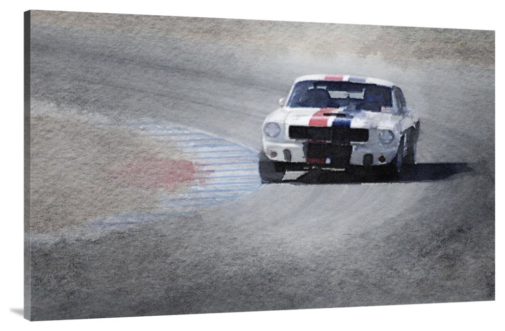 "Mustang on Race Track Watercolor" Fine Art Print