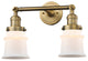Small Canton 2-Light Bath Vanity-Light, Brushed Brass, Matte White