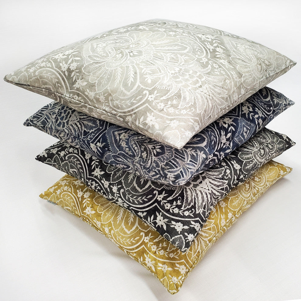 Leone Damask Cloud Gray Throw Pillow 21x21, with Polyfill Insert