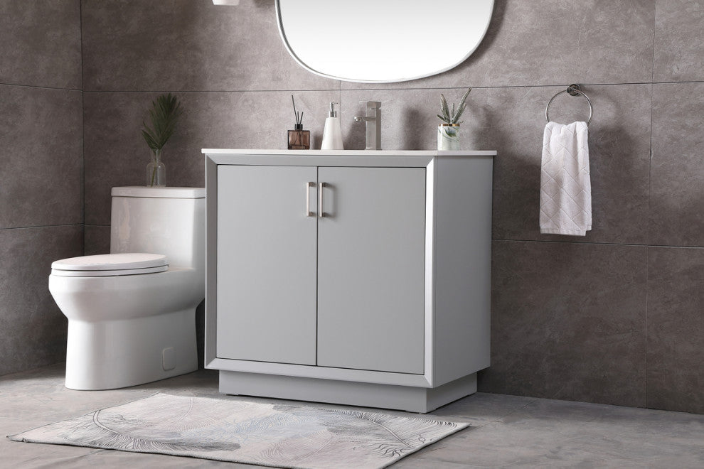 36" SIngle Bathroom Vanity, Grey