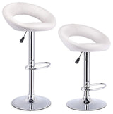 Set of 2 Adjustable Swivel Bar Stools Pub Chairs, White