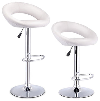 Set of 2 Adjustable Swivel Bar Stools Pub Chairs, White