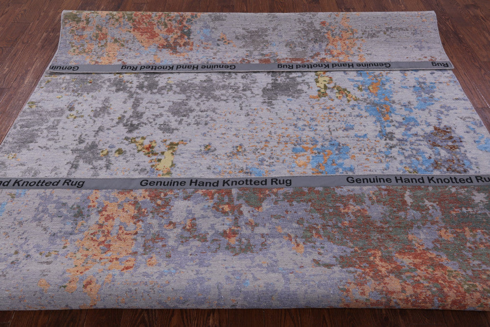 8' 0" X 10' 6" Wool & Silk Abstract Hand Knotted Rug - Q13510