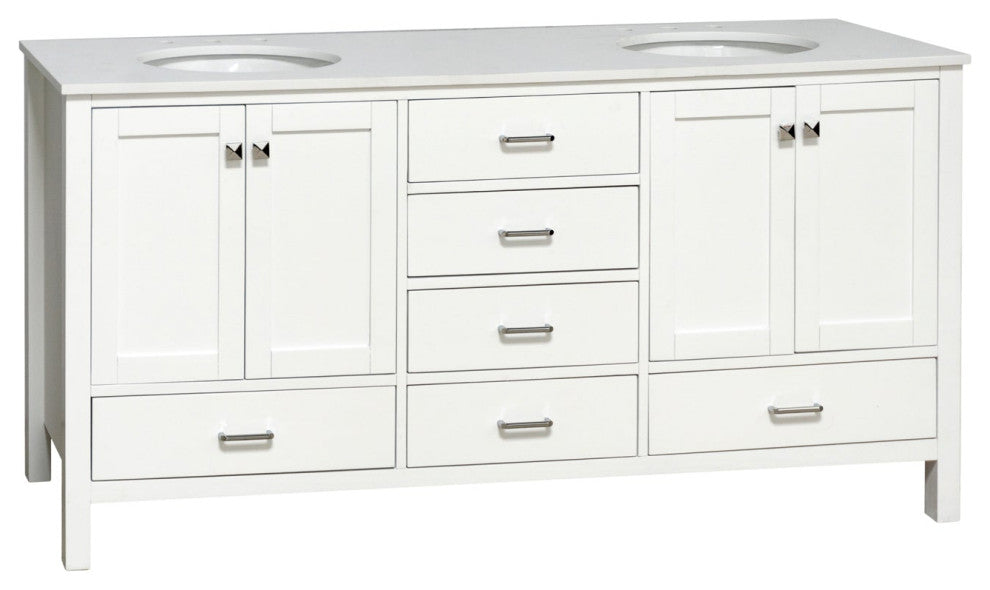 Horizon 72" Double Bathroom Vanity, White, Engineered White
