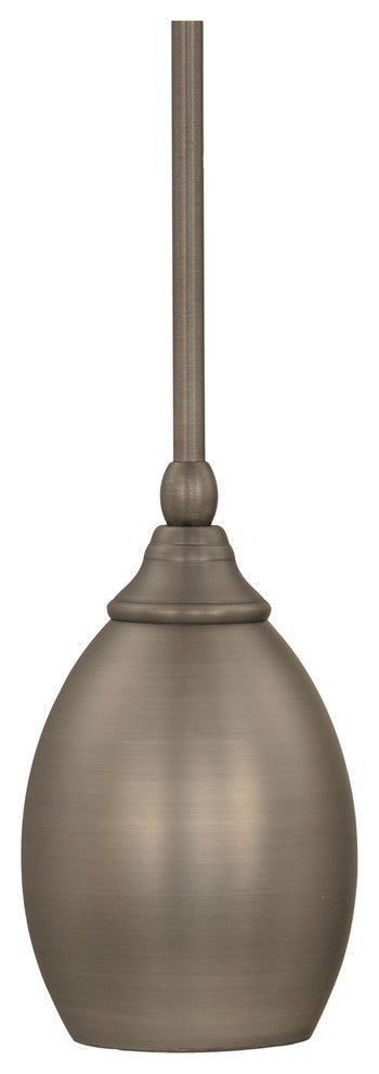 Stem Mini Pendant In Brushed Nickel, 5" Brushed Nickel Oval Metal Shade Glass