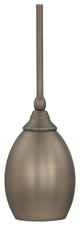 Stem Mini Pendant In Brushed Nickel, 5" Brushed Nickel Oval Metal Shade Glass