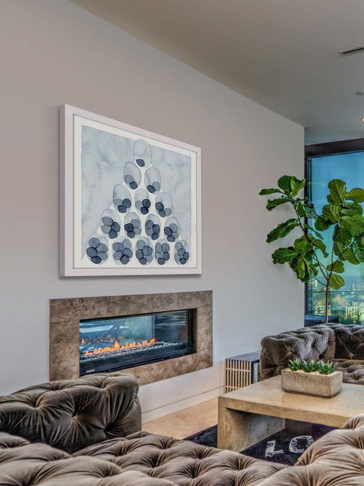 Marmont Hill, "Indigo Pyramid" by Nikki Galapon Framed Painting Print, 32x32