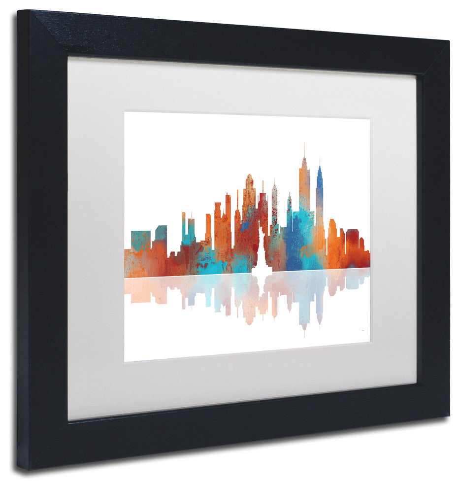 'New York, New York Skyline' Matted Framed Canvas Art by Marlene Watson