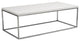 Teresa Rectangular Coffee Table, White Lacquer/Polished Stainless Steel